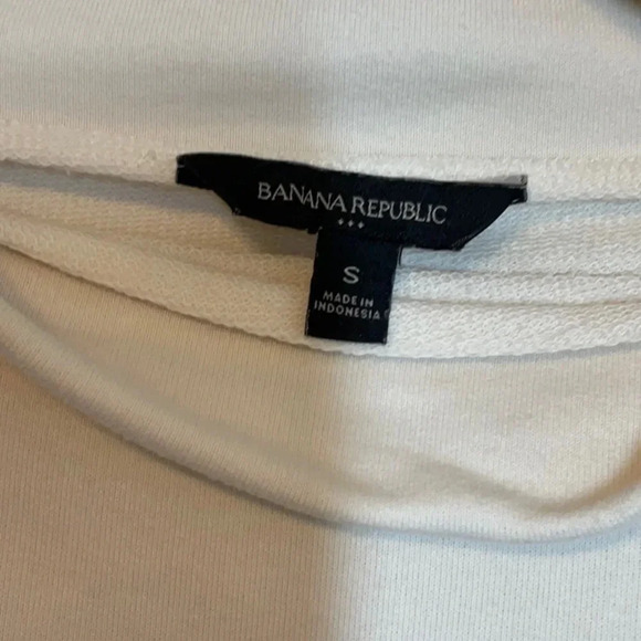 Banana Republic Funnel Neck Tie Waist Sweatshirt Cream Small - Picture 4 of 8